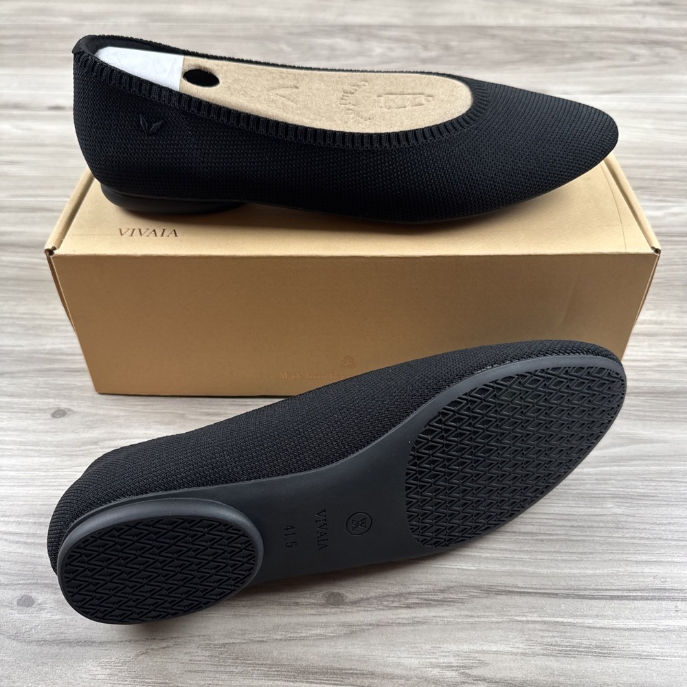 VIVAIA Tamia 2.0 Almond-Toe Ballet Flats Black‎ US 10.5 New In Box